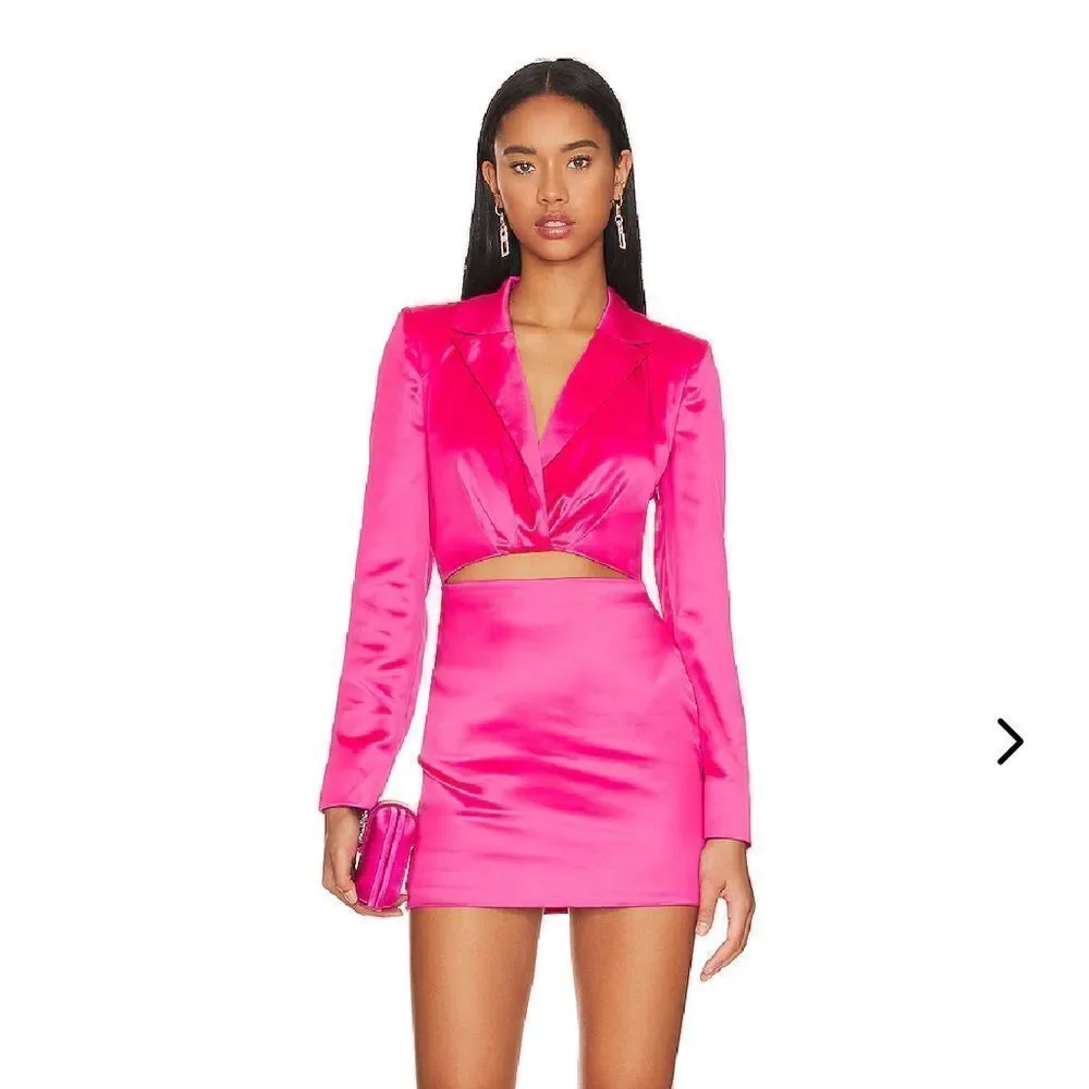 NWT Lovers and Friends Andie blazer dress pink satin mini cut out Revolve XL